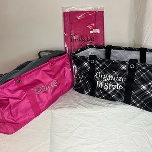 Thirty-One 2 Large Utility Totes personalized & Stand Tall Insert & Top A Tote